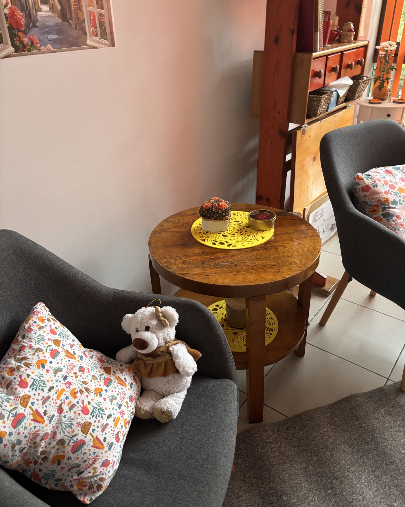 Armchair and small table detail